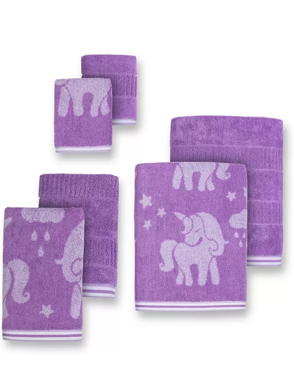 CARO HOME 6-PIECE  PURPLE UNICORN Towel Set NWT Sold Out!